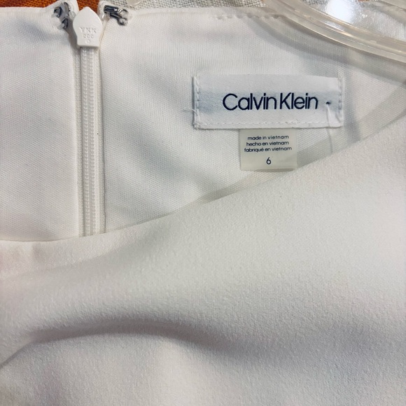 🤍 Calvin Klein Cream Ruffle‑Sleeve Lace Dress — Size 6 (NWT) - Picture 12 of 13